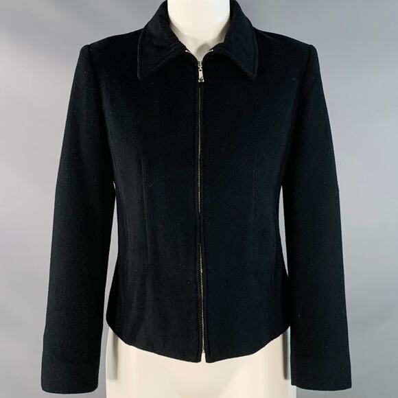 LOUBEN Size 4 Black Wool Blend Zip Up Jacket - Picture 1 of 6
